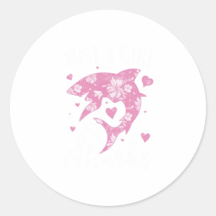 Alleen een meisje dat van haaien houdt, haaienhaai ronde sticker