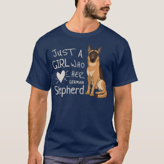 Alleen een meisje dat van haar Duitse herderhond h T-shirt