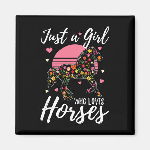 Alleen een meisje dat van het Shirt van paarden ho Magneet