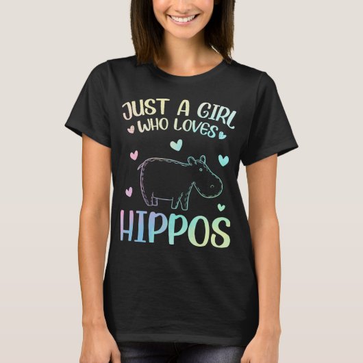 Alleen een meisje dat van Hippos houdt T-shirt (Voorkant)