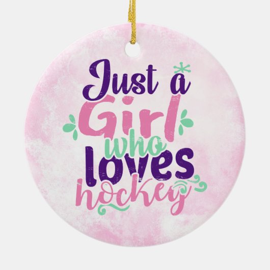 Alleen een meisje dat van Hockey houdt Keramisch Ornament (Achterkant)