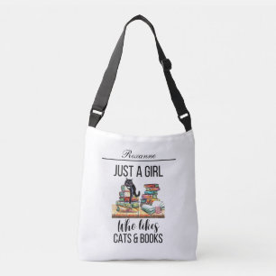 Alleen een meisje dat van katten en boeken houdt crossbody tas