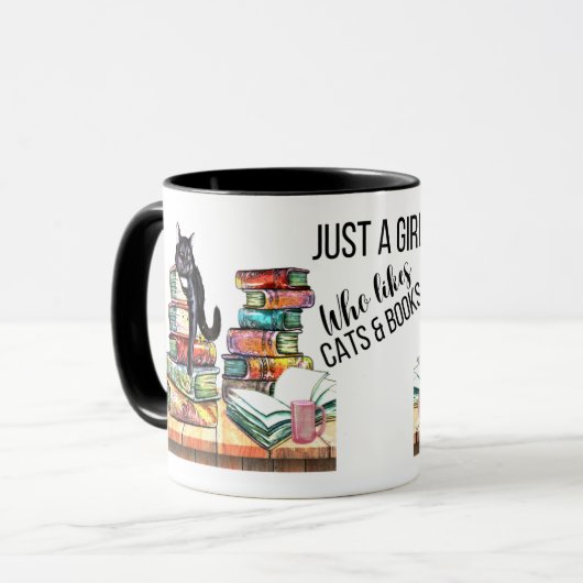 Alleen een meisje dat van katten en boeken houdt mok (Voorkant links)