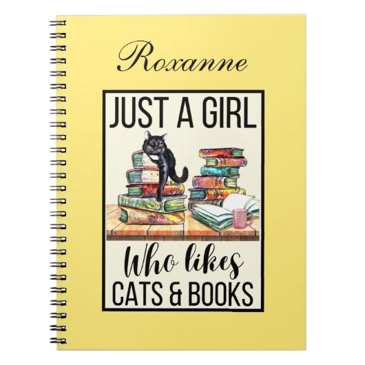 Alleen een meisje dat van katten en boeken houdt notitieboek (Voorkant)