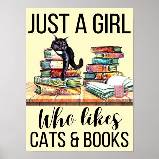 Alleen een meisje dat van katten en boeken houdt poster (Voorkant)