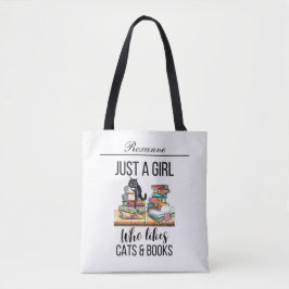 Alleen een meisje dat van katten en boeken houdt tote bag