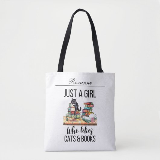 Alleen een meisje dat van katten en boeken houdt tote bag (Voorkant)