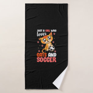 Alleen een meisje dat van katten houdt en Soccer K Badhanddoek
