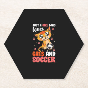 Alleen een meisje dat van katten houdt en Soccer K Kartonnen Onderzetters