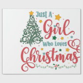 Alleen een meisje dat van Kerstmis houdt Cadeaupapier (Vlak)