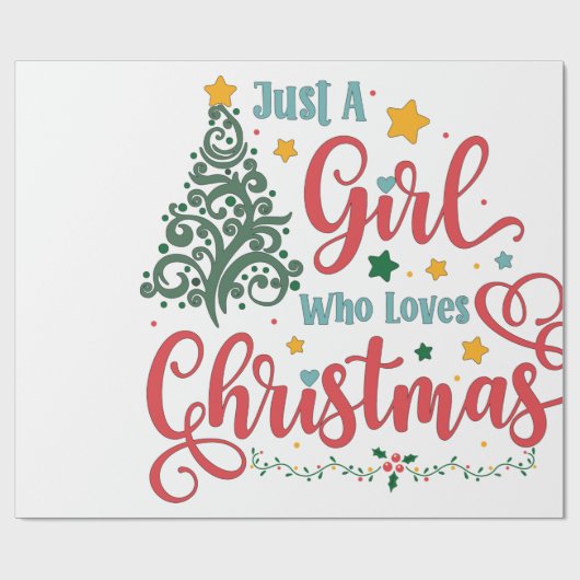 Alleen een meisje dat van Kerstmis houdt Cadeaupapier (Vlak)