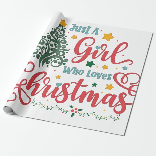 Alleen een meisje dat van Kerstmis houdt Cadeaupapier (Uitgerold)