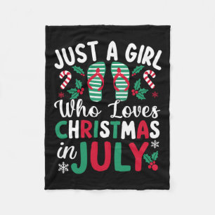 Alleen een meisje dat van Kerstmis houdt in de zom Fleece Deken