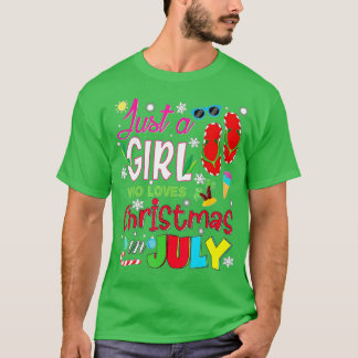 Alleen een meisje dat van Kerstmis houdt in de zom T-shirt