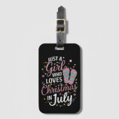 Alleen een meisje dat van Kerstmis houdt in juli S Bagagelabel (Voorkant (verticaal))