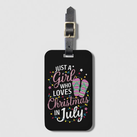 Alleen een meisje dat van Kerstmis houdt in juli S Bagagelabel (Voorkant (verticaal))