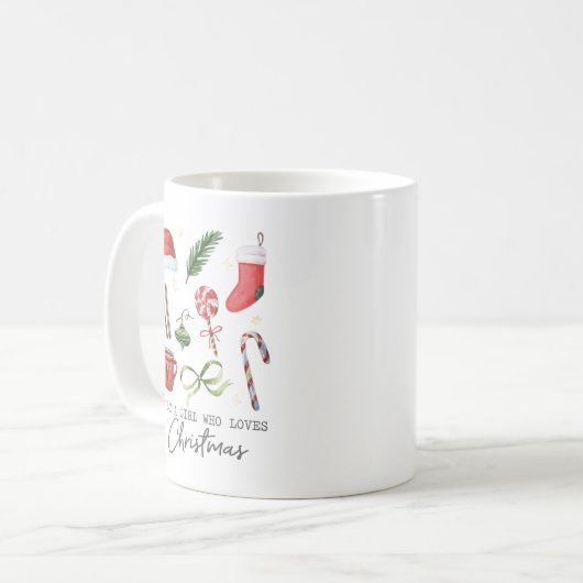 Alleen een meisje dat van Kerstmis houdt Koffiemok (Voorkant links)