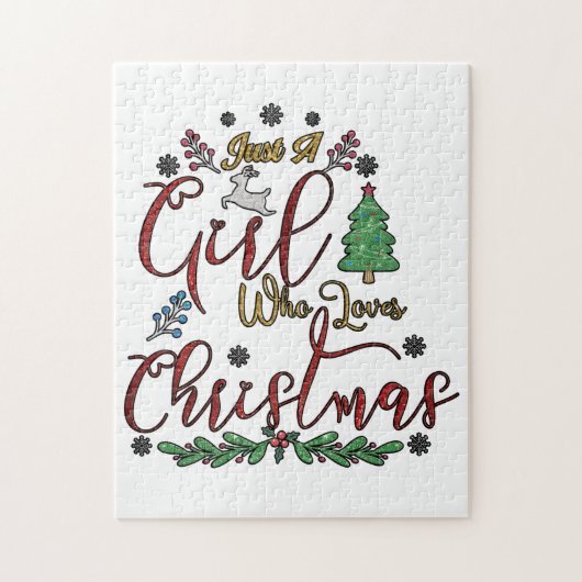 Alleen een meisje dat van Kerstmis houdt Legpuzzel (Verticaal)