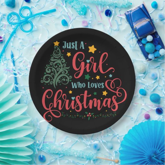 Alleen een meisje dat van Kerstmis houdt Papieren Bordje (Feest)