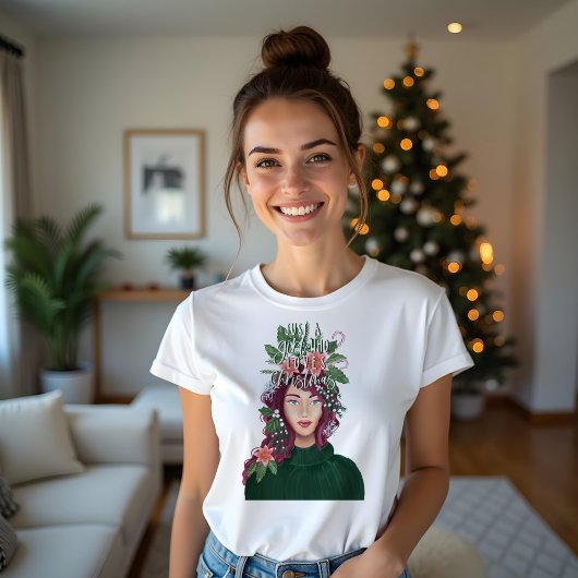 Alleen een meisje dat van kerstschoonheid houdt t-shirt