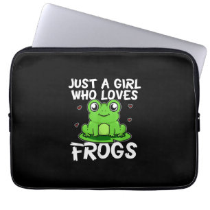 Alleen een meisje dat van kikkers houdt   Cute Gre Laptop Sleeve