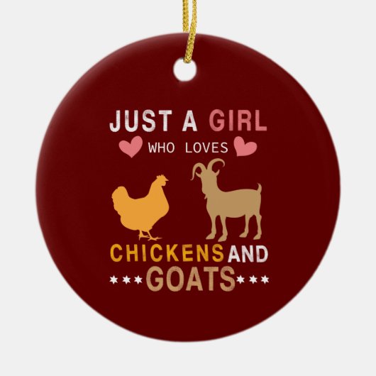 alleen een meisje dat van kippen houdt en van geit keramisch ornament (Voorkant)