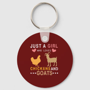 alleen een meisje dat van kippen houdt en van geit sleutelhanger