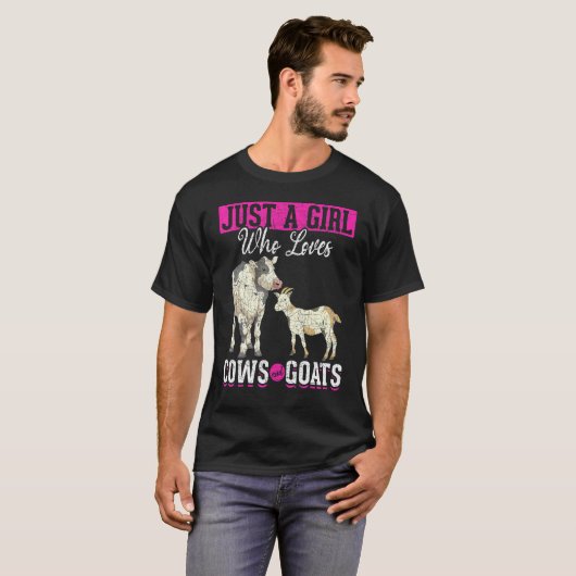 Alleen een meisje dat van Koeien houdt en Boerderi T-shirt (Voorkant volledig)