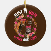 Alleen een meisje dat van Koeien houdt en katten d Keramisch Ornament (Achterkant)