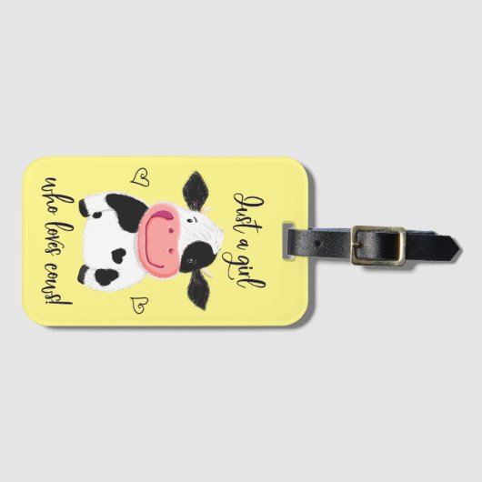 Alleen een meisje dat van koeien houdt! Harten en  Bagagelabel (Voorkant (horizontaal))