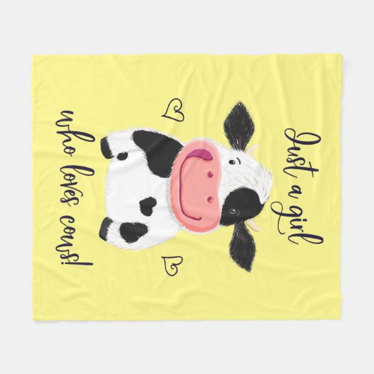 Alleen een meisje dat van koeien houdt! Harten en  Fleece Deken (Voorkant (Horizontaal))