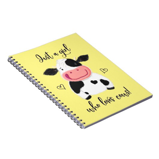 Alleen een meisje dat van Koeien houdt! Harten en  Notitieboek (Rechterzijde)