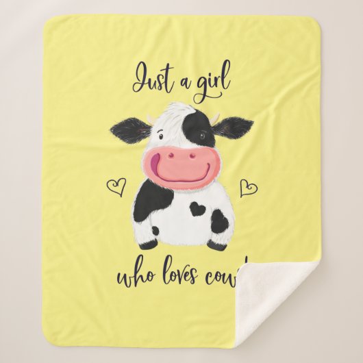 Alleen een meisje dat van koeien houdt! Harten en  Sherpa Deken (Voorkant)