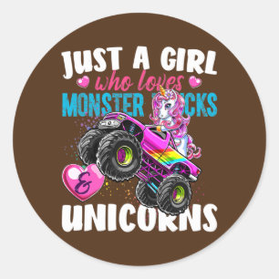 Alleen een meisje dat van Monster Trucks houdt Gif Ronde Sticker