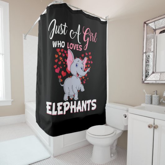 Alleen een meisje dat van olifanten houdt douchegordijn (In situ)