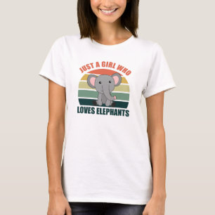 Alleen een meisje dat van olifanten houdt, stort d t-shirt