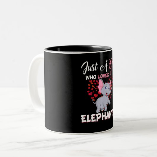 Alleen een meisje dat van olifanten houdt tweekleurige koffiemok (Voorkant links)
