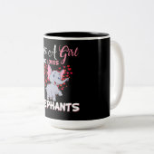 Alleen een meisje dat van olifanten houdt tweekleurige koffiemok (Voorkant rechts)