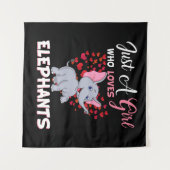 Alleen een meisje dat van olifanten houdt wandkleed (Voorkant (horizontaal))