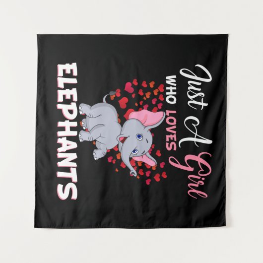 Alleen een meisje dat van olifanten houdt wandkleed (Voorkant (horizontaal))