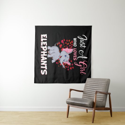 Alleen een meisje dat van olifanten houdt wandkleed (In Situ (horizontaal))