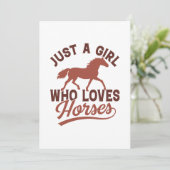 Alleen een meisje dat van paarden houdt bedankkaart (Staand voorkant)