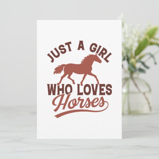 Alleen een meisje dat van paarden houdt bedankkaart (Staand voorkant)