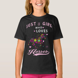 Alleen een meisje dat van paarden houdt bij Shirt- T-shirt