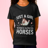 Alleen een meisje dat van paarden houdt, Floral T- T-shirt