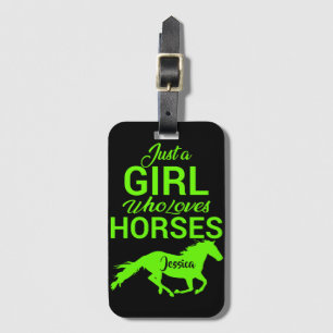 Alleen een meisje dat van paarden houdt, gepersona bagagelabel