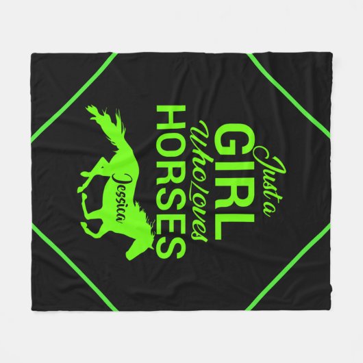 Alleen een meisje dat van paarden houdt, gepersona fleece deken (Voorkant (Horizontaal))