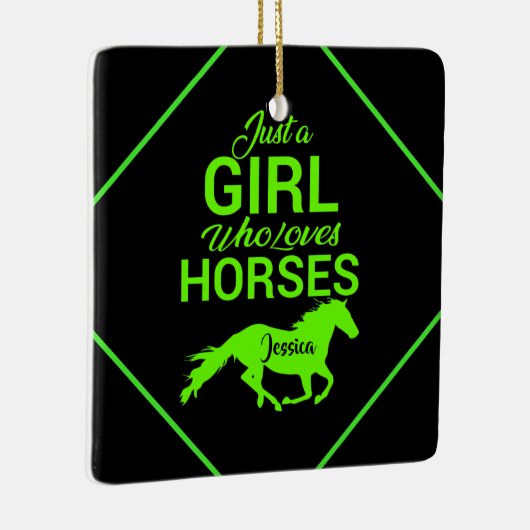 Alleen een meisje dat van paarden houdt, gepersona keramisch ornament (Rechts)