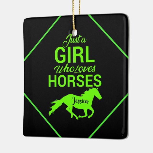 Alleen een meisje dat van paarden houdt, gepersona keramisch ornament (Links)