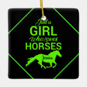 Alleen een meisje dat van paarden houdt, gepersona keramisch ornament (Voorkant)